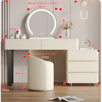 Nouveaux modèles de Commode de chambre à coucher de style nordique moderne avec tiroirs Ensemble de table de vanité de dressing et de maquillage avec lumière LED à prix d'usine