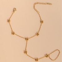 Bracelet en acier inoxydable doré à quatre feuilles de trèfle, connecté aux doigts, 4 perles, simple, élégant, fait main, cadeau tendance pour femme