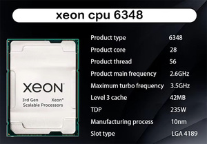 ซีพียู Xeon ทองแบบมืออาชีพ6348 28คอร์56กระทู้42MB 235W LGA 4189 6348ซีพียูเซิร์ฟเวอร์ - Product Image 3