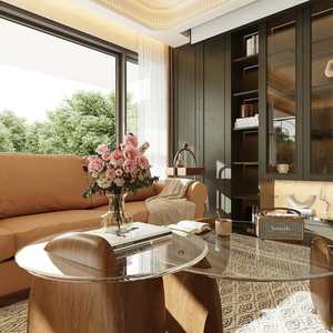 Armoire de chambre à coucher en bois moderne minimaliste de luxe en forme de L avec portes en verre, éclairage LED, organisateur de vêtements écologique - Product Image 2