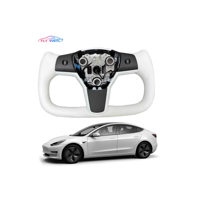 Customized Style Model 3 Y X S accessories heated Carbon Fiber Yoke Steering Wheel Genuine Leather Car Tesla Steering Wheel