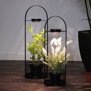 Support de pot de fleurs en métal avec revêtement en poudre, style vintage, pour intérieur/extérieur, avec éclairage LED pour jardin - Product Image 6