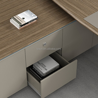 Bureau de direction en bois MDF en forme de L de luxe avec armoire latérale, design moderne pour immeuble de bureaux, patron, PDG, managers