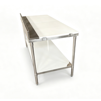 Table de travail commerciale OEM ODM Xiangying en acier inoxydable avec plateau en PE et crédence, table de préparation à 2 niveaux