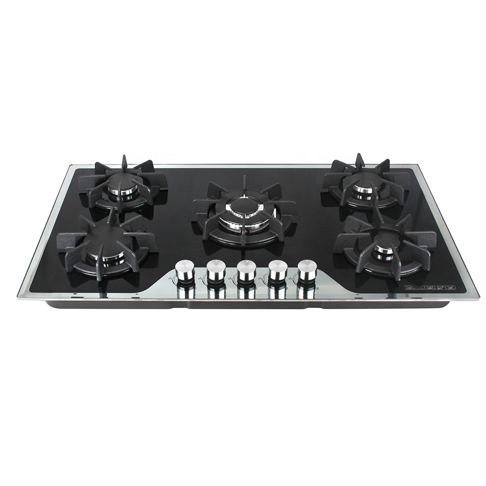 Hot sale China golden supplier tempered Glass built-in gas hob 5 burner