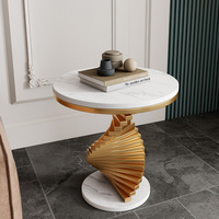 Table Basse et Table d'Appoint Sur Mesure, Non en Stock, en Mobilier de Maison de Luxe Moderne, Plateau en Marbre et Cadre en Acier Doré