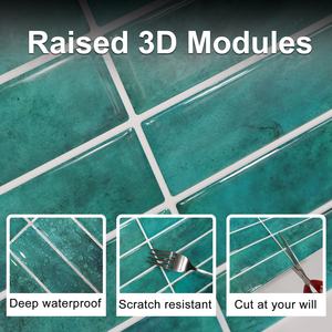 วอลล์เปเปอร์หินอ่อนสีเขียวโมเสคห้องน้ํากระเบื้องบุผนัง 3 มิติแบบมีกาวในตัวติดและลอกสติ๊กเกอร์ติดผนังแผงโฟม - Product Image 6