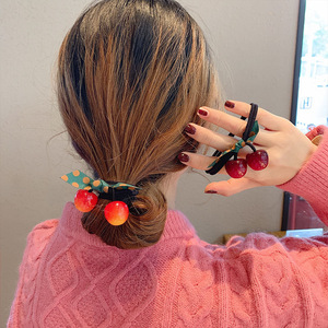 Coletero de tela elástica con diseño de cereza, accesorio informal para el cabello, verano 2021, origen Yiwu - Product Image 4