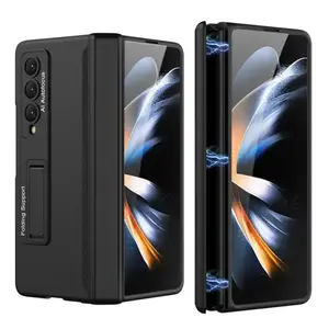 For Samsung Galaxy Z Fold4 5G Magnetic Hinge Kickstand Folding Phone Case Hard PC Cover with Tempered Glass Screen Film