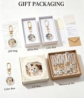 Gantungan Kunci Akrilik Foto Kucing Kartun Kustom Tahan Air dengan Rantai Kristal Mutiara, Pesona Hewan Peliharaan yang Dipersonalisasi, Hadiah DIY