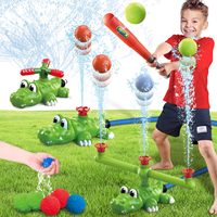 Ensemble lanceur de balles d'eau en plastique Crocodile avec batte et balles pour les garçons, jeu en plein air