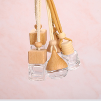 Flacon de parfum en verre givré de 8 ml et 10 ml, en forme de goutte d'eau, avec bouchon à vis ou bouchon en liège, pour diffuseur d'air de voiture, finition gravée à l'acide, ouverture facile