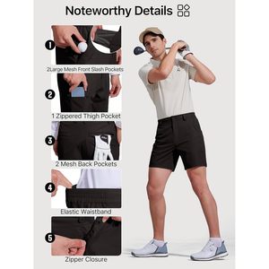 Men's Golf Dress Shorts 7 Inch Quick Dry Lightweight With 5 Pockets Black 30W7L - Product Image 5