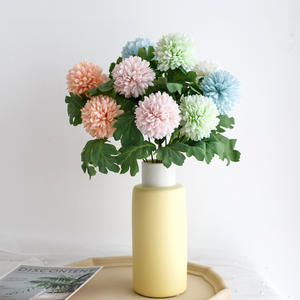 Fabricants en gros 2 fourchette soie chrysanthème pompon fleur pissenlit artificielle pour la décoration intérieure - Product Image 1