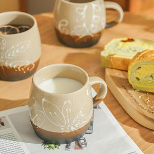 Chaozhou Ceramic Coffee <b>Mug</b> <b>Floral</b> Pattern Matte Retro Design Handmade Gift Cup - Product Image 2