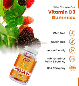 ויטמין D3 גומי על בסיס פקטין ויטמין D לעיסה 5000 IU תוספת למבוגרים עצם בטעם כתום טבעי - Product Image 3