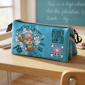 Karactermania One Piece Chopper Triple Trousse à crayons en tissu bleu avec fermeture à glissière - Product Image 3