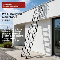 Échelle télescopique pliable en acier au carbone, facile à ranger, capacité de charge 300 kg, hauteur extensible 12,5 pieds, escalier escamotable pour grenier, usage domestique