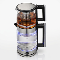 Bouilloire Électrique en Verre Ensemble Mère-Enfant 1.6-2.0L, Bouilloire à Thé Sans Fil avec Lumière LED Bleue, 1500W pour la Maison