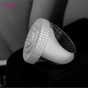 Cadermay Men's Moissanite <b>Ring</b> <b>925</b> Sterling <b>Silver</b> White Gold Plated Round Micro Pave Everyday Wear Jewelry - Product Image 3