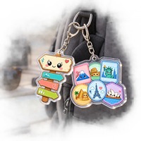 Porte-clés personnalisés en acrylique, 16 pièces, avec autocollants de voyage sur le thème des panneaux routiers d'aventure et de direction, vente en gros, souvenir