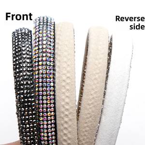 Sandalias de tacón alto de nuevo estilo para mujer, zapatillas con media correa de diamantes de imitación, Color sólido, tira de diamantes de imitación decorativos al por mayor - Product Image 4