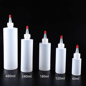 BPA FREE Empty 4oz 8oz Cylinder Round HDPE Plastic Bottle with Red Tip Top for Sauce 12 oz 16 oz Squeeze Sauce Condiment Bottles - Product Image 2