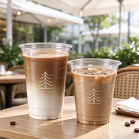 Gobelets en plastique PET personnalisés avec logo et couvercles pour bubble tea, jus de fruits, smoothies, boissons glacées, café, restaurant, à emporter