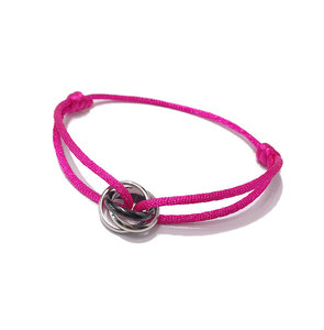 Anello Retrattile Geometrico Vintage in <span class=keywords><strong>Argento</strong></span> Tibetano con Corda Rossa e Tre <span class=keywords><strong>Anelli</strong></span> Neri Intrecciati in Acciaio Inossidabile e Silicone - Product Image 3