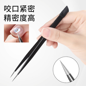 Multifunctional nail tweezers, double-ended nail <b>tool</b>, <b>silicone</b> embossing stick, nail powder clip, sticker, decoration tweezers - Product Image 1