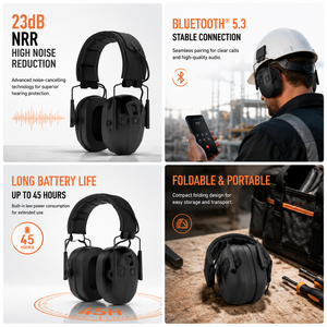 Cuffie Bluetooth con Protezione Acustica NRR 23dB, Ascolto Attivo, Comunicazione Chiara, Pieghevoli, con Microfono - Product Image 2