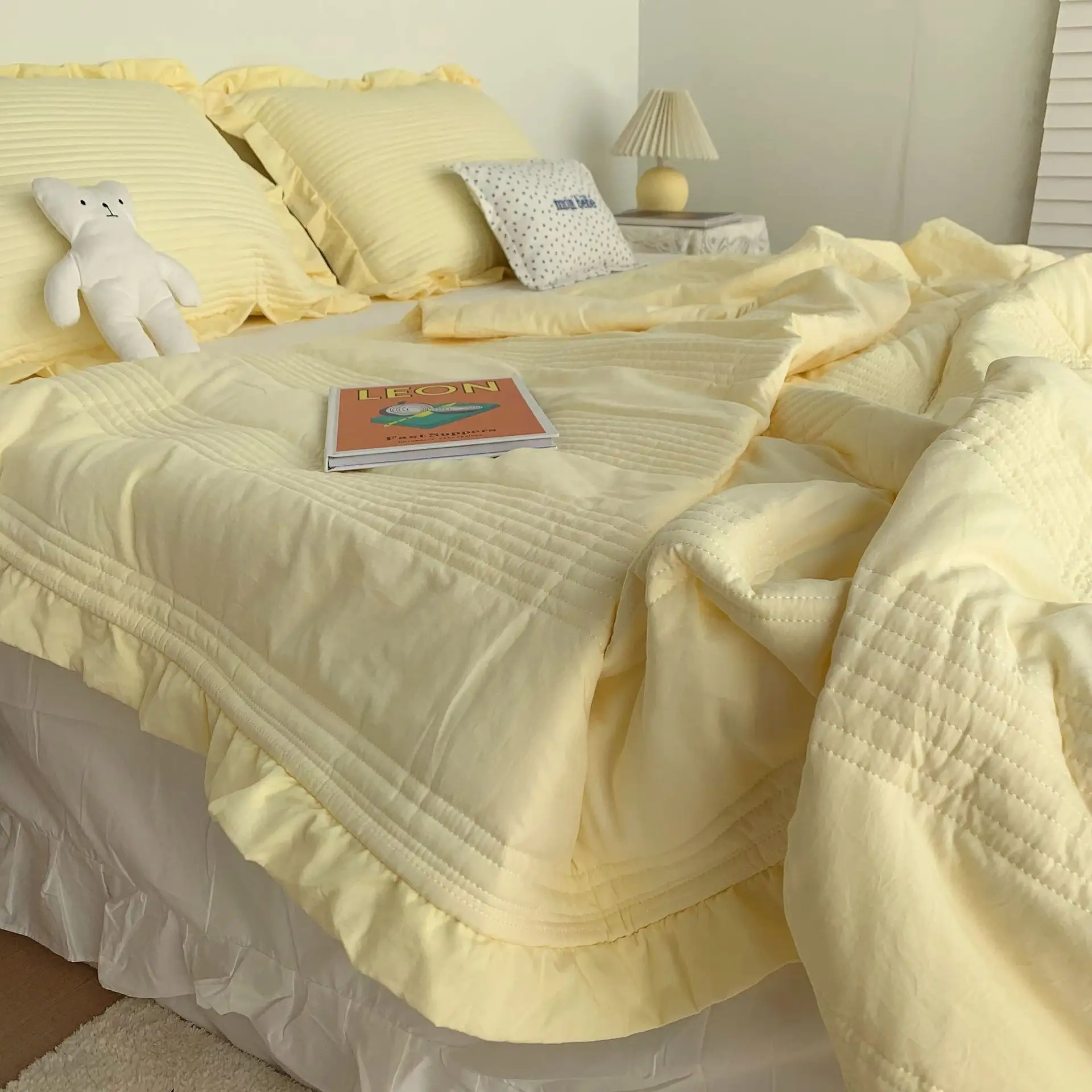 Bedding Set 100% Natural Washed Cotton Luxury All Season Super Soft 1 Duvet Cover 2 Pillowcases Duvet Cover Set