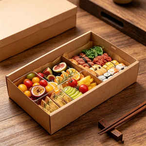 Caja de Comida de Papel Kraft con Múltiples Compartimentos y Tapa, con Logotipo Personalizado, para Dieta Saludable, Entrega de Alimentos y Servicios de Catering - Product Image 3