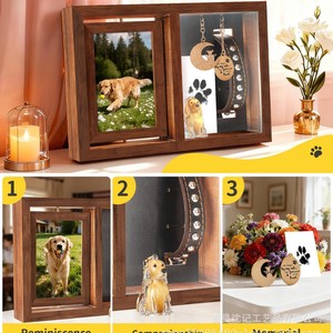 Wooden Pet Keepsake Photo Frame Rectangular <b>Shadow</b> <b>Box</b> Tabletop Display Case For Cat Dog Fur And Collar - Product Image 4