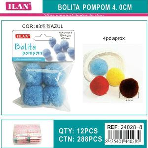 Pompon Ilan Bolita 4.0 Cm Azzurro, Materiale per Lavori in Lana - Product Image 1