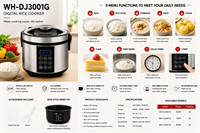 Cuisinière à riz électrique numérique 3L / 4L / 5L en acier inoxydable antiadhésive portable multifonction pour usage domestique