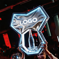 Présentoir à bouteilles LED avec logo personnalisé, support lumineux en acrylique pour vin, forme irrégulière, accessoire de service VIP pour boîte de nuit