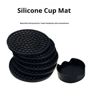 6er-Set Outdoor-Untersetzer, verdickte, rutschfeste, antihaftbeschichtete Untersetzer aus flexiblem Silikon mit Ablagefach - Product Image 1