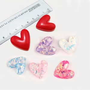 Craft Red Jelly-Colored Flatback Resin Heart Charms Keychain Keyring Accessories for Souvenir Artificial Style