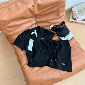 Floralcharm الصيف جديد مصمم المرأة رسالة مطبوعة الرياضة التنورات التنس عارضة 2 قطعة مجموعة - Product Image 3