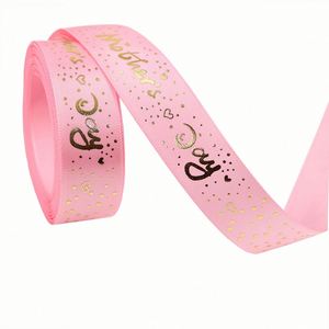 Ruban en satin/organza multi-matériaux chaud et élégant de 1,9/2,5 cm x 10 yards avec feuille d'or pour emballage cadeau et décoration de bouquets pour la Fête des Mères - Product Image 2