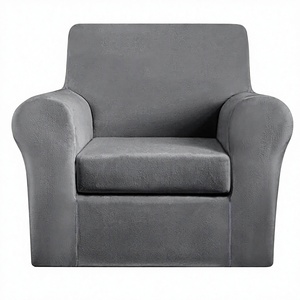 MeiMeileo Lot de 2 housses de canapé en velours respirantes, anti-poussière, extensibles, lavables, protection pour chien et <span class=keywords><strong>chat</strong></span>, gris foncé, pour <span class=keywords><strong>fauteuil</strong></span> et canapé - Product Image 1