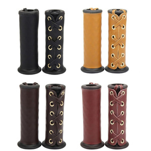 En stock : Poignées de guidon rétro en cuir PU pour vélos électriques, pièces de modification de moto, poignées universelles pour VTT. - Product Image 3