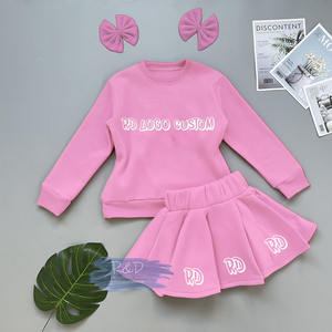 Completo Autunno Inverno per Ragazze con Logo Personalizzato, Set 2 Pezzi con Top a Maniche Lunghe in Pile e Gonna/Vestito in Poliestere, 14 Colori, Stile Ricreativo - Product Image 2