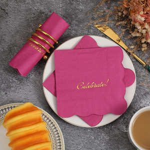 Customizable disposable birthday party <b>tissues</b> with gold foil lettering and checkered <b>patterns</b>, 25*25 series, irregularly - Product Image 2