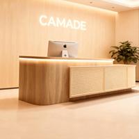 Comptoir de caisse rétro pour salon de thé, restaurant japonais et coréen, style minimaliste moderne, bureau de réception pour gîte, bar et salon de beauté