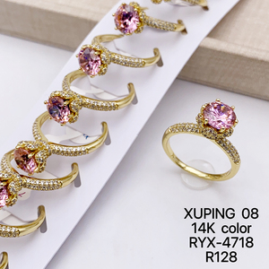 Joyería XUPING al por Mayor, Anillo de Compromiso y Boda para <span class=keywords><strong>Mujer</strong></span>, Chapado <span class=keywords><strong>en</strong></span> <span class=keywords><strong>Oro</strong></span> de 14K, con Piedras de Colores, Estilo Moderno, Color Rosa - Product Image 2