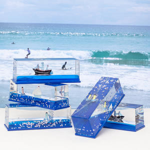 Monde sous-marin ornement de bureau Transparent acrylique voile Rafting bouteille avec goutte d'huile vacances anniversaire cadeau intérieur Kits - Product Image 3