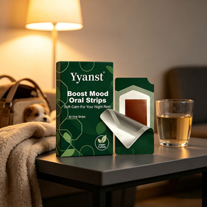Bandes de film orales dissolvables à base de plantes, 30 pièces, vert foncé, motif feuille géométrique, boîte en papier, OEM, marque privée, vente en gros - Product Image 3