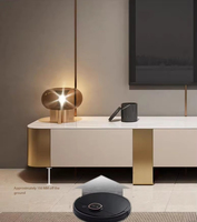 Ensemble de meubles de salon et salle à manger de luxe moderne : Meuble TV en bois avec plateau en marbre, table basse, console beige et armoire flottante de rangement